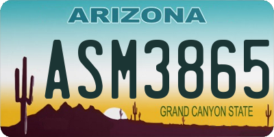AZ license plate ASM3865