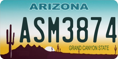 AZ license plate ASM3874