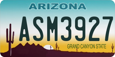 AZ license plate ASM3927