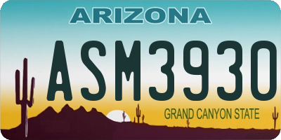 AZ license plate ASM3930