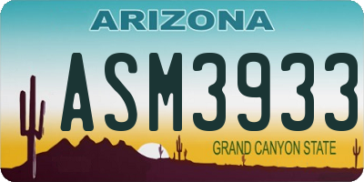 AZ license plate ASM3933