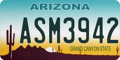 AZ license plate ASM3942
