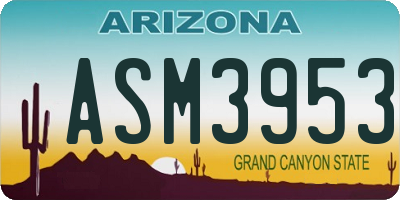 AZ license plate ASM3953