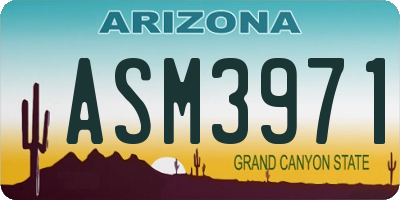 AZ license plate ASM3971