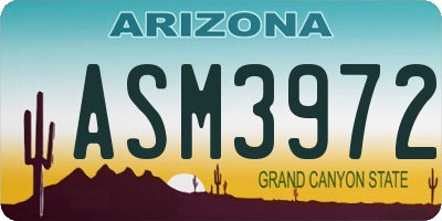 AZ license plate ASM3972
