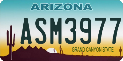 AZ license plate ASM3977
