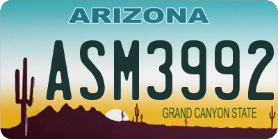AZ license plate ASM3992