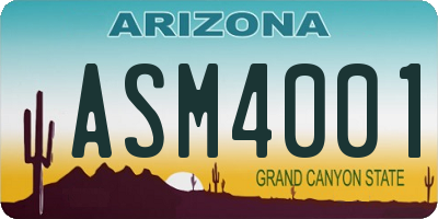 AZ license plate ASM4001
