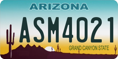 AZ license plate ASM4021