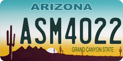 AZ license plate ASM4022