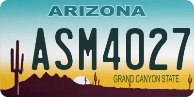 AZ license plate ASM4027