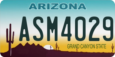 AZ license plate ASM4029