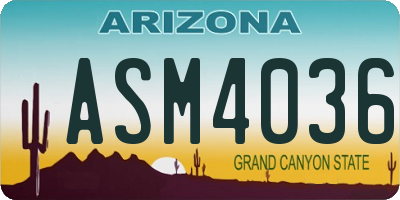 AZ license plate ASM4036