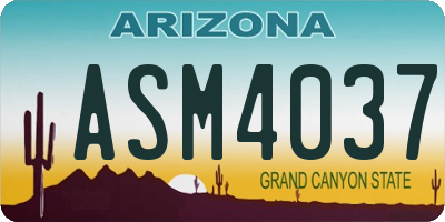 AZ license plate ASM4037