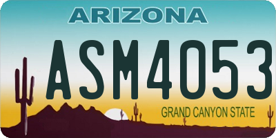 AZ license plate ASM4053