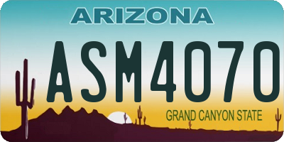 AZ license plate ASM4070
