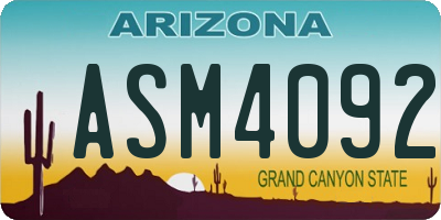 AZ license plate ASM4092