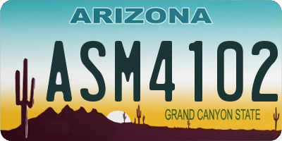 AZ license plate ASM4102