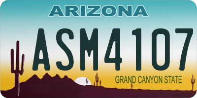 AZ license plate ASM4107