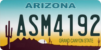 AZ license plate ASM4192