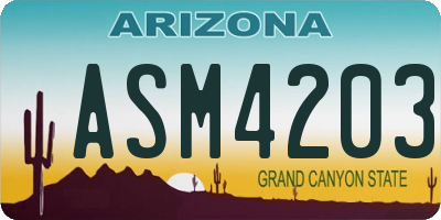 AZ license plate ASM4203