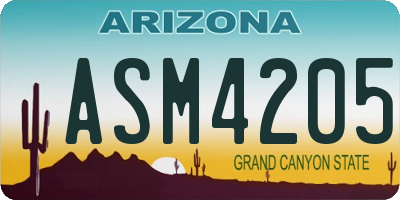 AZ license plate ASM4205