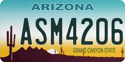 AZ license plate ASM4206