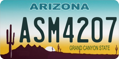 AZ license plate ASM4207