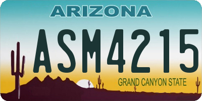 AZ license plate ASM4215