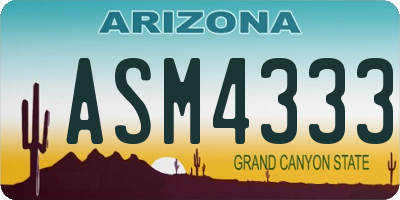 AZ license plate ASM4333
