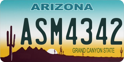AZ license plate ASM4342