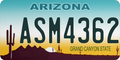 AZ license plate ASM4362