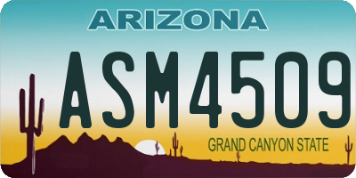 AZ license plate ASM4509