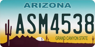 AZ license plate ASM4538