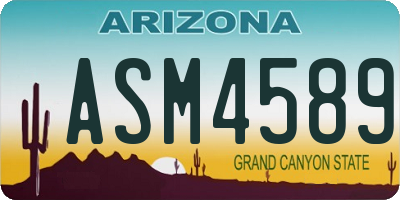 AZ license plate ASM4589