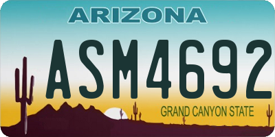 AZ license plate ASM4692