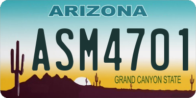 AZ license plate ASM4701