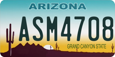 AZ license plate ASM4708