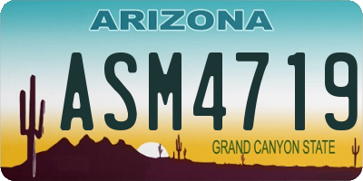 AZ license plate ASM4719