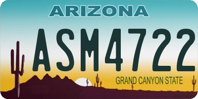 AZ license plate ASM4722