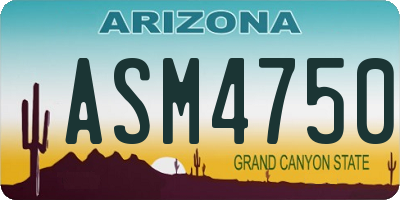 AZ license plate ASM4750