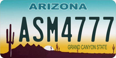 AZ license plate ASM4777