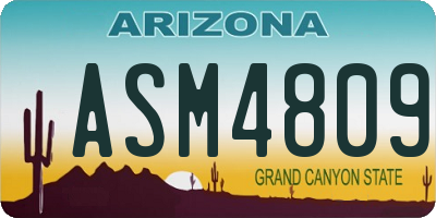 AZ license plate ASM4809