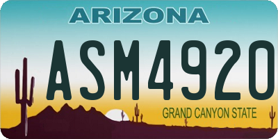 AZ license plate ASM4920