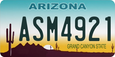 AZ license plate ASM4921