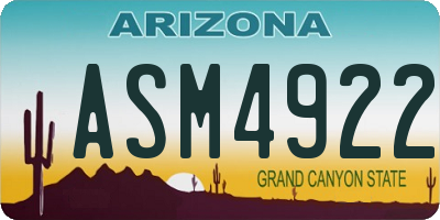 AZ license plate ASM4922