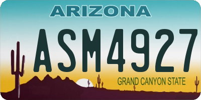 AZ license plate ASM4927