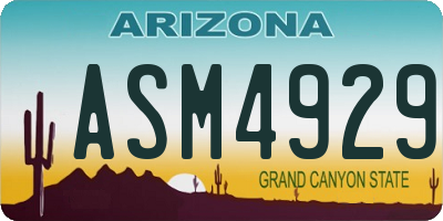 AZ license plate ASM4929