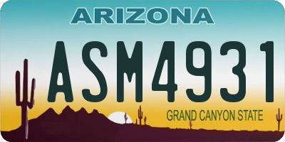 AZ license plate ASM4931