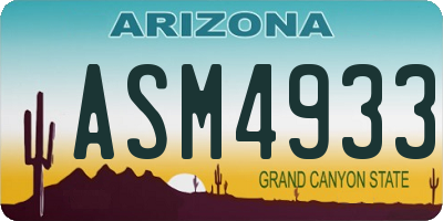 AZ license plate ASM4933
